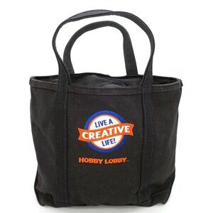 Vintage LL Bean Boat & Tote Canvas Hobby Lobby Craft Sewing Black Zip Top Pocket